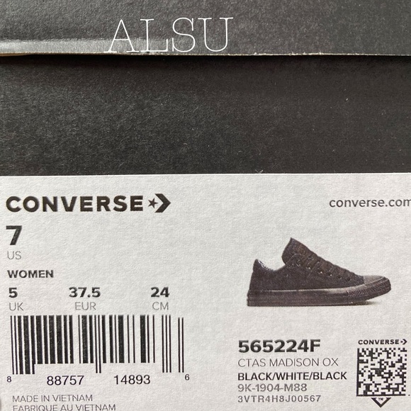 Converse Ctas Madison OX Canvas Black W AUTHENTIC - Picture 6 of 8